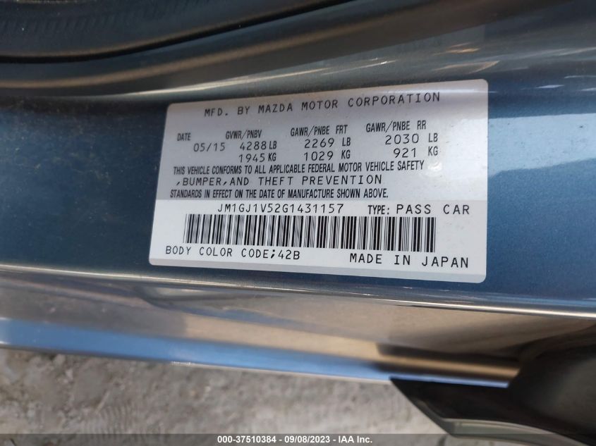 2016 MAZDA MAZDA6 I TOURING - JM1GJ1V52G1431157