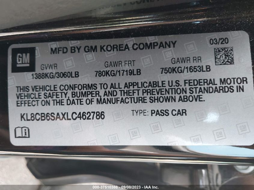 2020 CHEVROLET SPARK LS - KL8CB6SAXLC462786
