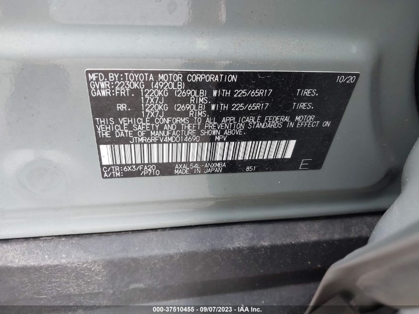 JTMR6RFV4MD014690 Toyota RAV4 HYBRID 9