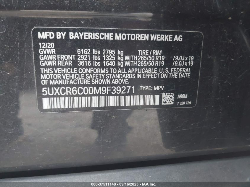 5UXCR6C00M9F39271 BMW X5 XDRIVE40I 9