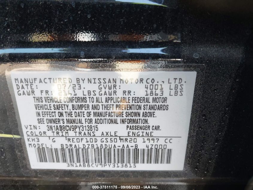 2023 NISSAN SENTRA SV - 3N1AB8CV9PY313815