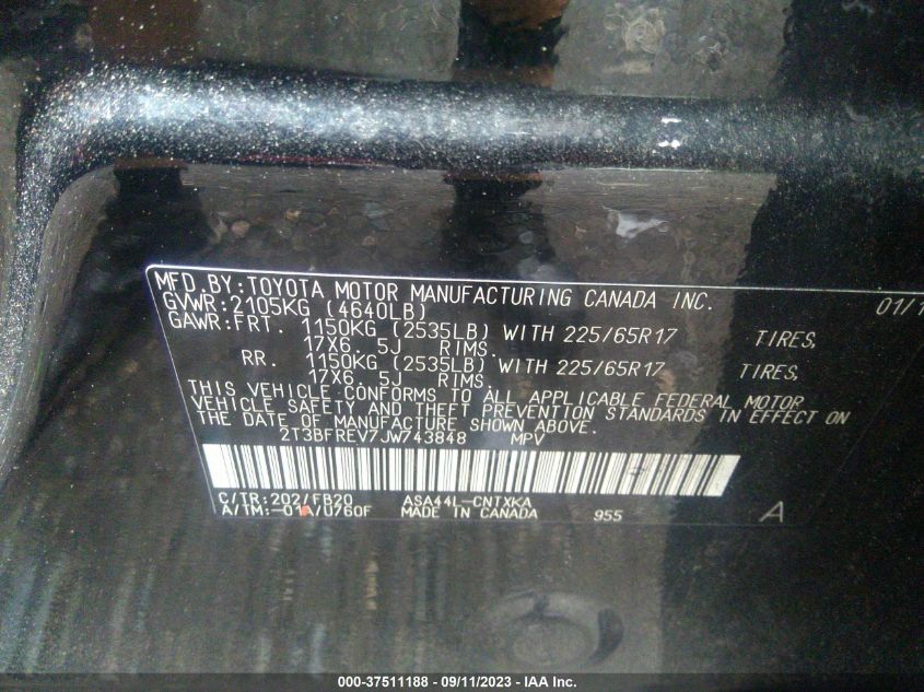 2018 TOYOTA RAV4 LE - 2T3BFREV7JW743848