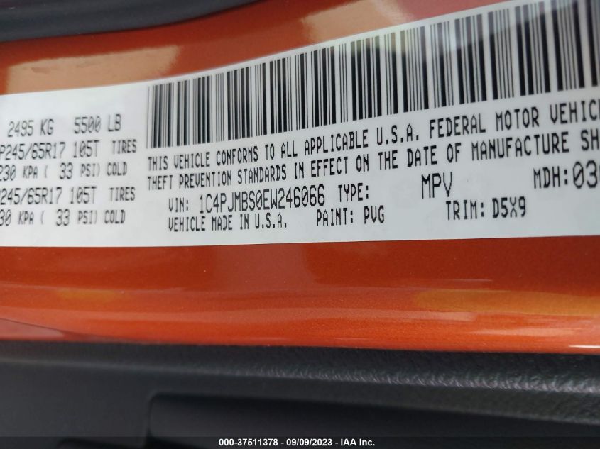2014 JEEP CHEROKEE TRAILHAWK - 1C4PJMBS0EW246066