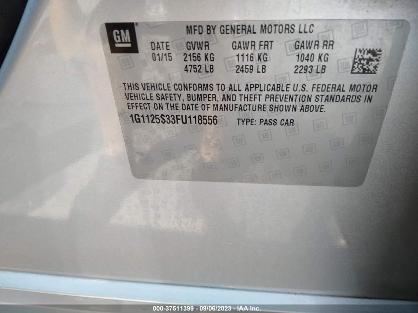 2015 CHEVROLET IMPALA LT - 1G1125S33FU118556