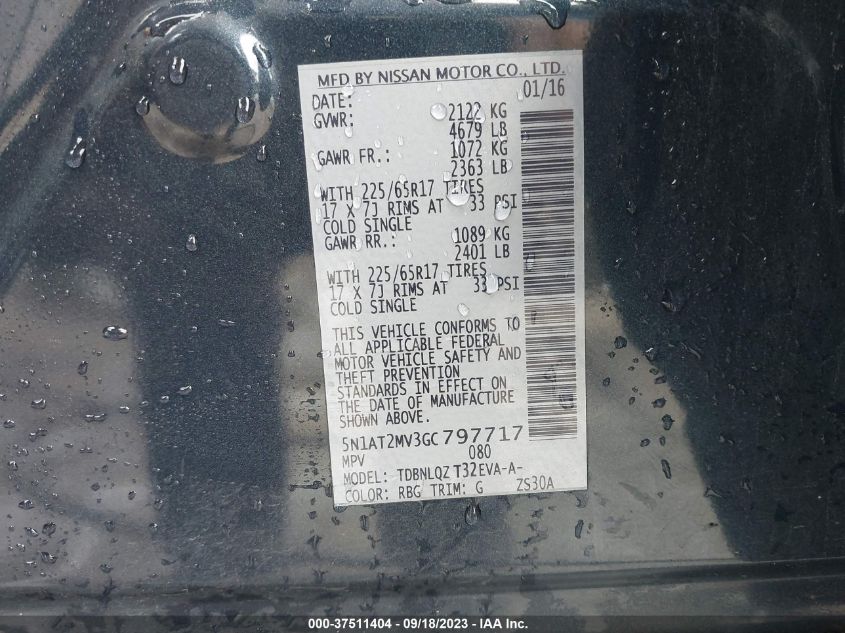 2016 NISSAN ROGUE SV - 5N1AT2MV3GC797717