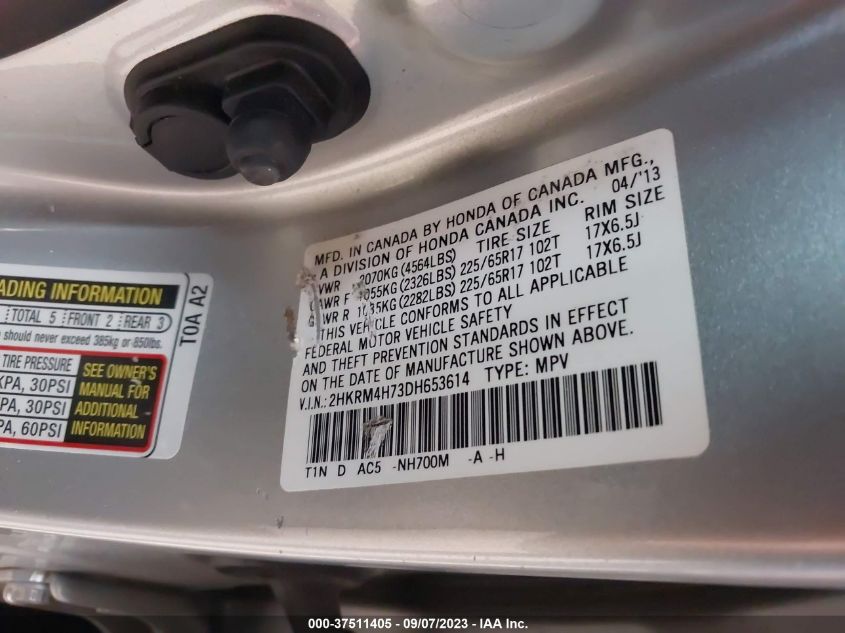 2013 HONDA CR-V EX-L - 2HKRM4H73DH653614