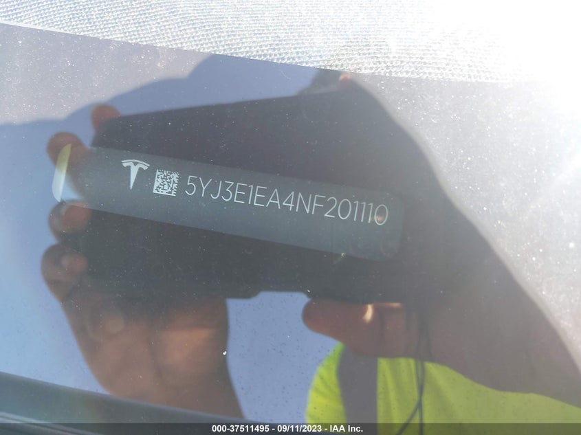 VIN 5YJ3E1EA4NF201110 2022 TESLA MODEL 3
