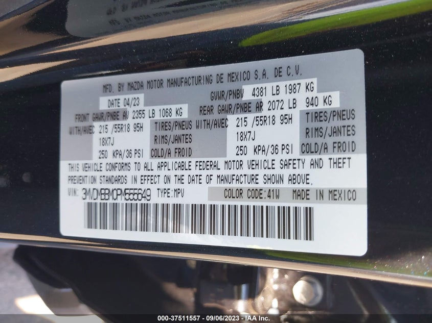 VIN 3MVDMBBM0PM555649 2023 MAZDA CX-30 2.5 S SELECT PACKAGE