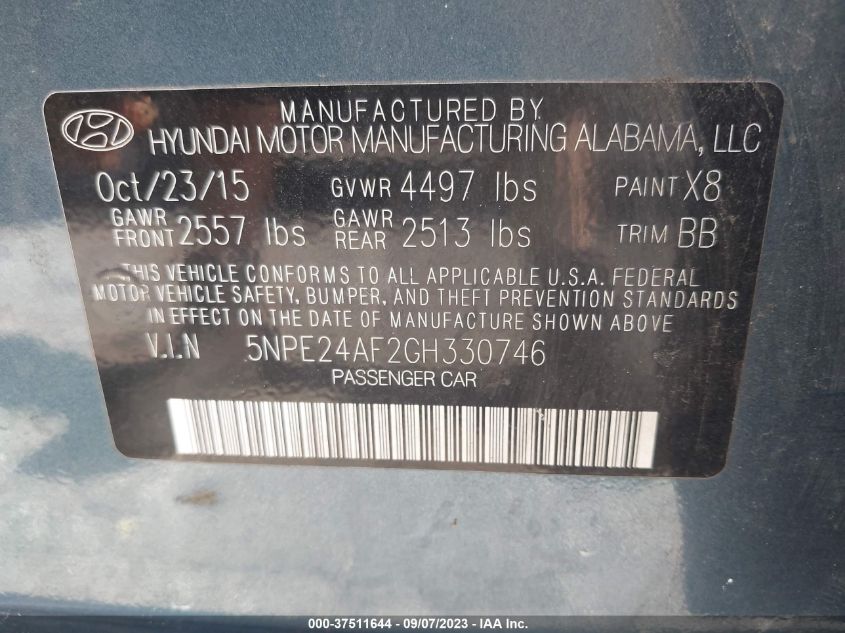 2016 HYUNDAI SONATA SE - 5NPE24AF2GH330746