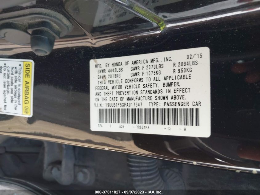 2015 ACURA TLX TECH - 19UUB1F5XFA017347