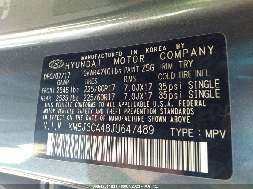 2018 HYUNDAI TUCSON SEL - KM8J3CA48JU647489