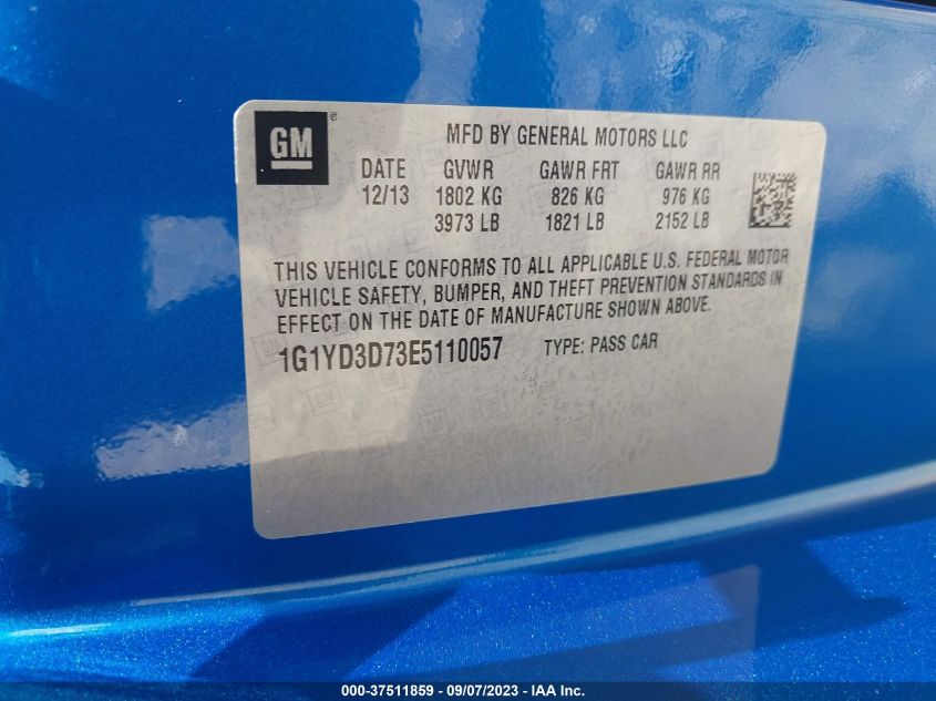 2014 CHEVROLET CORVETTE - 1G1YD3D37E5110057