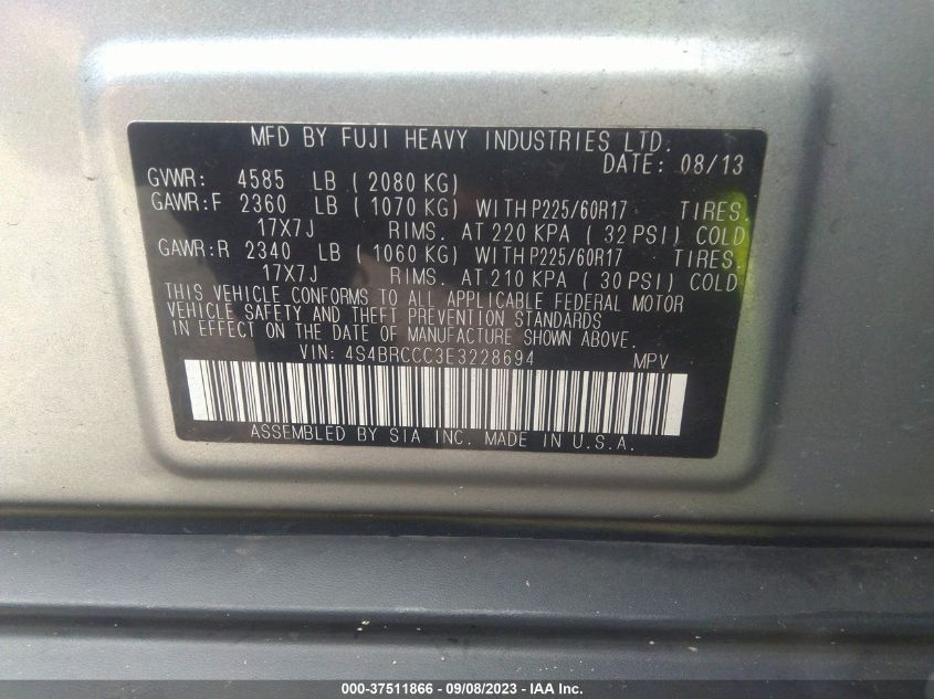2014 SUBARU OUTBACK 2.5I PREMIUM - 4S4BRCCC3E3228694