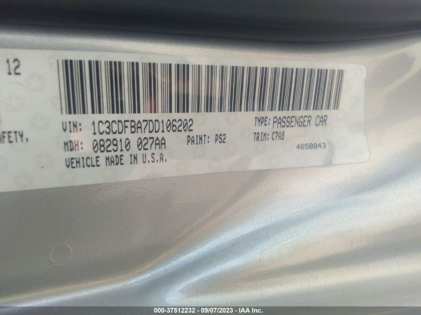 2013 DODGE DART RALLYE - 1C3CDFBA7DD106202