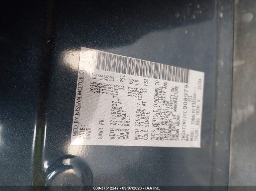 2015 NISSAN ROGUE S/SL/SV - 5N1AT2MT2FC908979