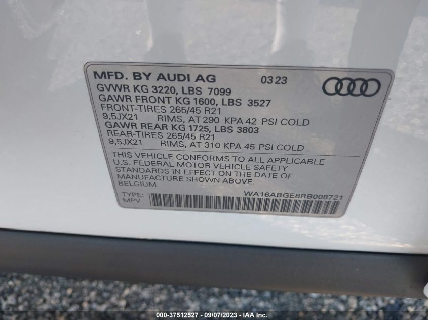 2024 AUDI Q8 E-TRON PRESTIGE - WA16ABGE8RB008721