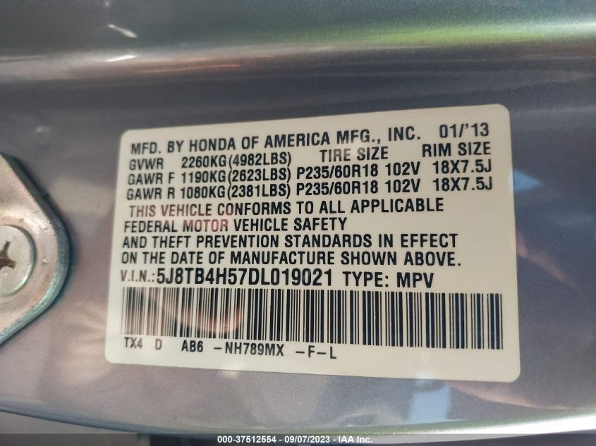 2013 ACURA RDX TECH PKG - 5J8TB4H57DL019021
