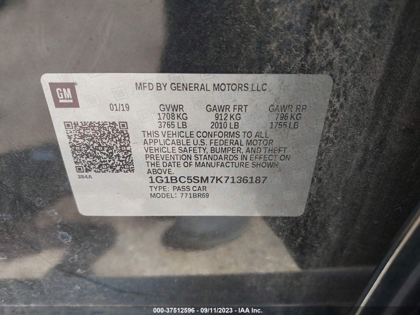 2019 CHEVROLET CRUZE LS - 1G1BC5SM7K7136187