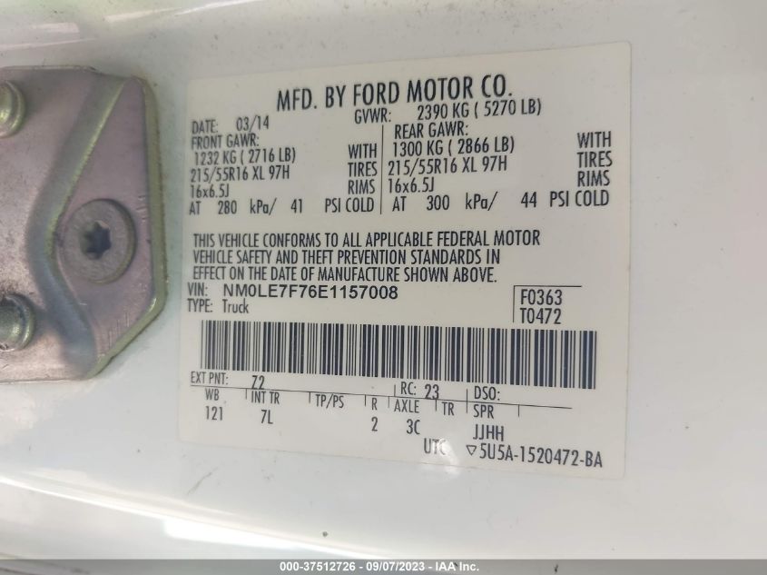 2014 FORD TRANSIT CONNECT XLT - NM0LE7F76E1157008