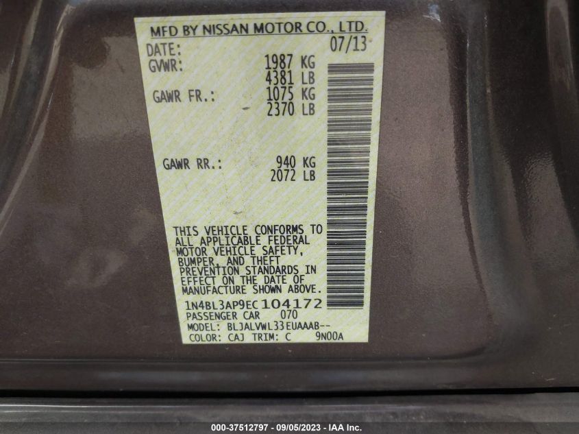 2014 NISSAN ALTIMA 3.5 SL - 1N4BL3AP9EC104172
