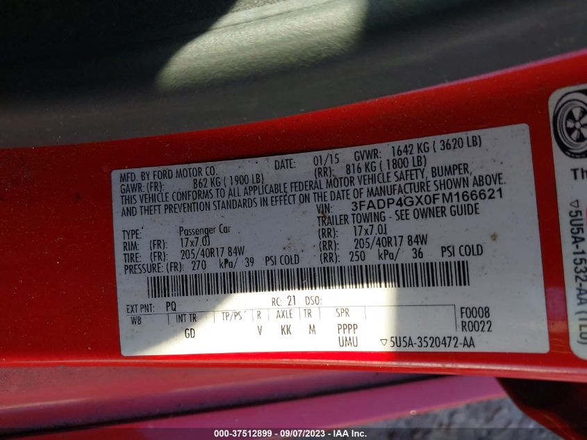 2015 FORD FIESTA ST - 3FADP4GX0FM166621