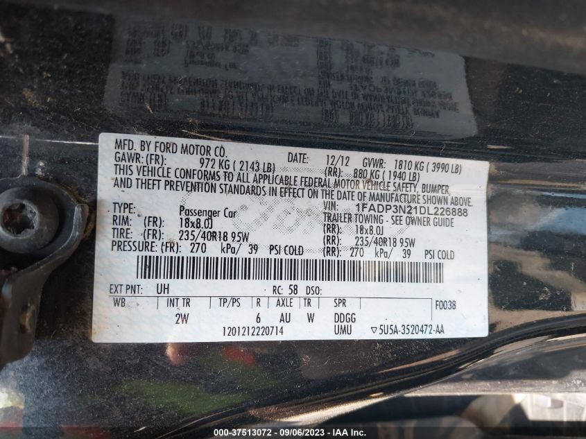 2013 FORD FOCUS TITANIUM - 1FADP3N21DL226888