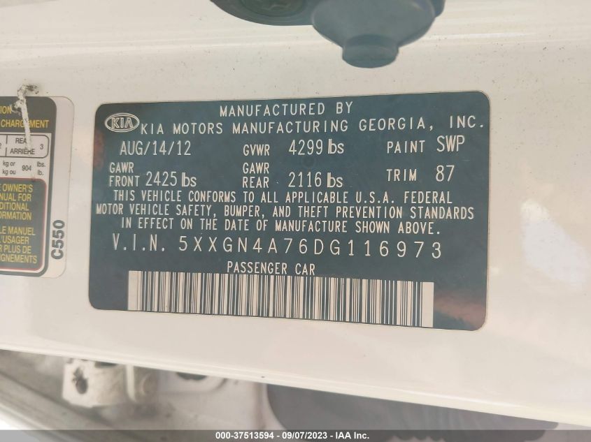 2013 KIA OPTIMA EX - 5XXGN4A76DG116973