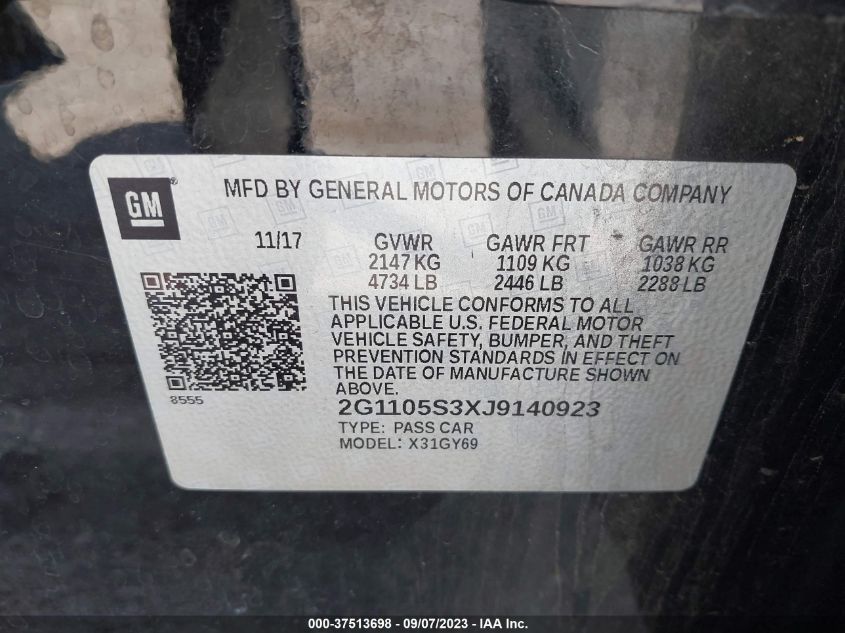 2018 CHEVROLET IMPALA LT - 2G1105S3XJ9140923