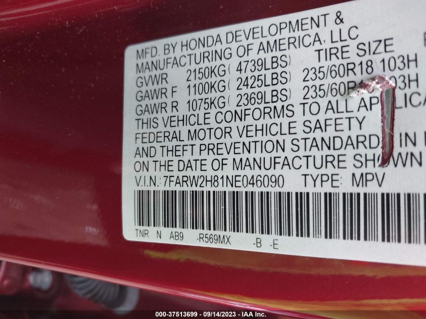 2022 HONDA CR-V EX-L - 7FARW2H81NE046090