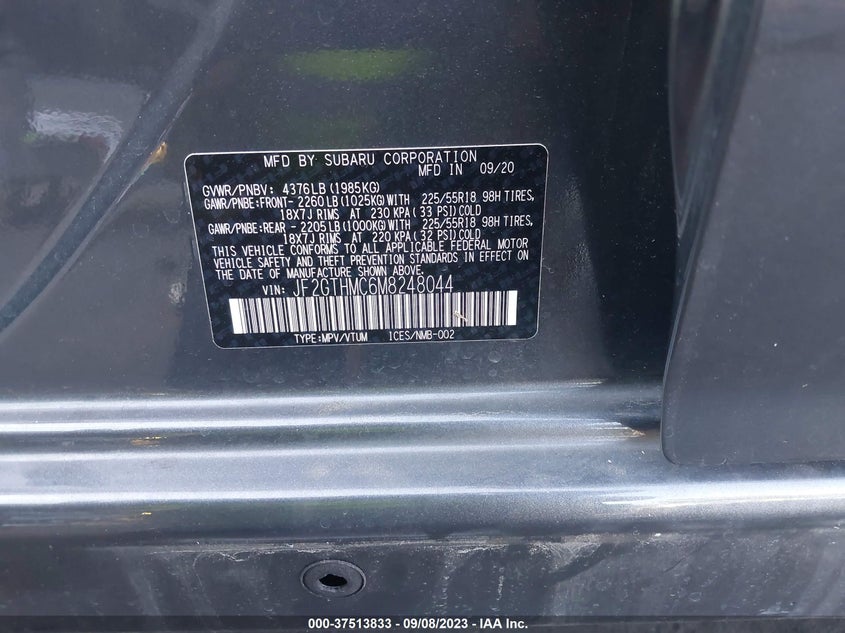 VIN JF2GTHMC6M8248044 2021 SUBARU CROSSTREK LIMITED