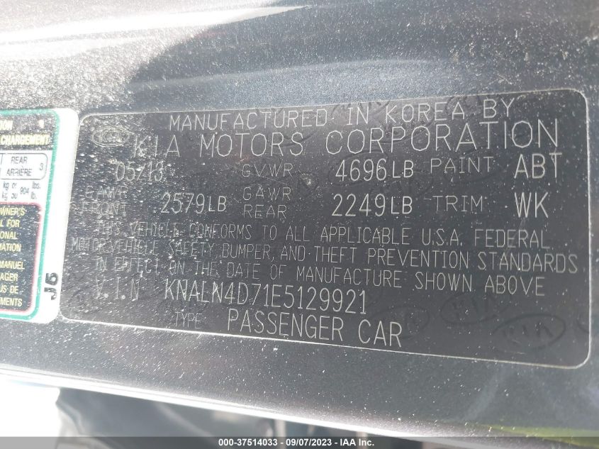 2014 KIA CADENZA PREMIUM - KNALN4D71E5129921