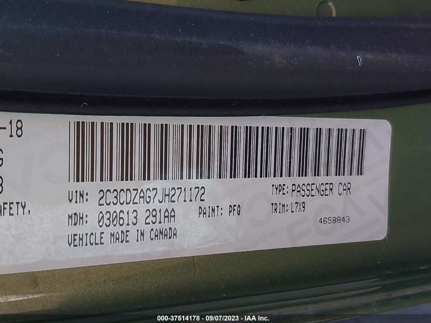 2018 DODGE CHALLENGER SXT - 2C3CDZAG7JH271172