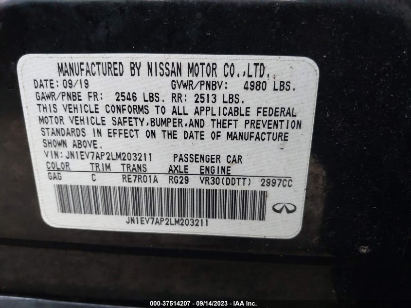 2020 INFINITI Q50 3.0T LUXE - JN1EV7AP2LM203211