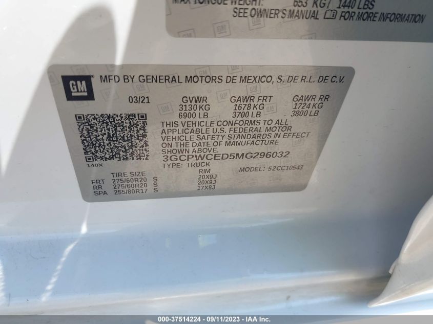 2021 CHEVROLET SILVERADO 1500 LT - 3GCPWCED5MG296032