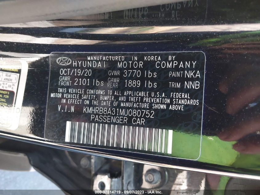 2021 HYUNDAI VENUE SE - KMHRB8A31MU080752