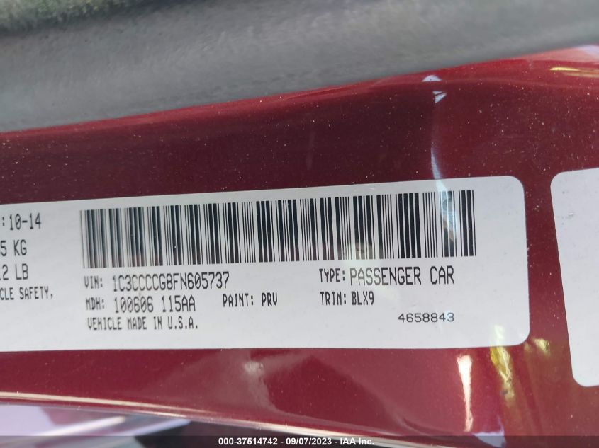 2015 CHRYSLER 200 C - 1C3CCCCG8FN605737