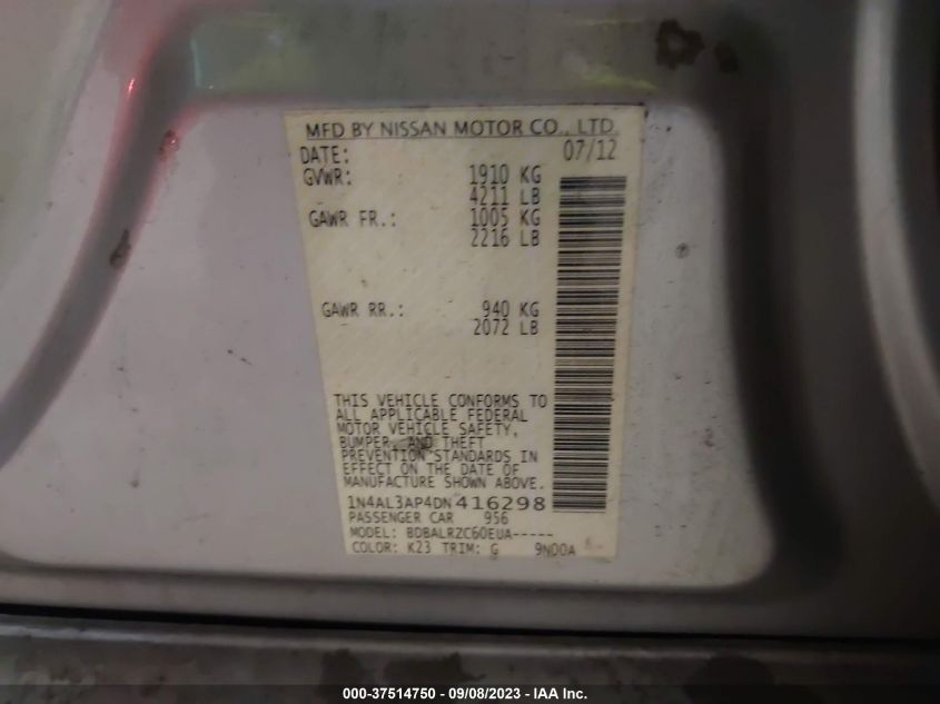 2013 NISSAN ALTIMA 2.5 S - 1N4AL3AP4DN416298