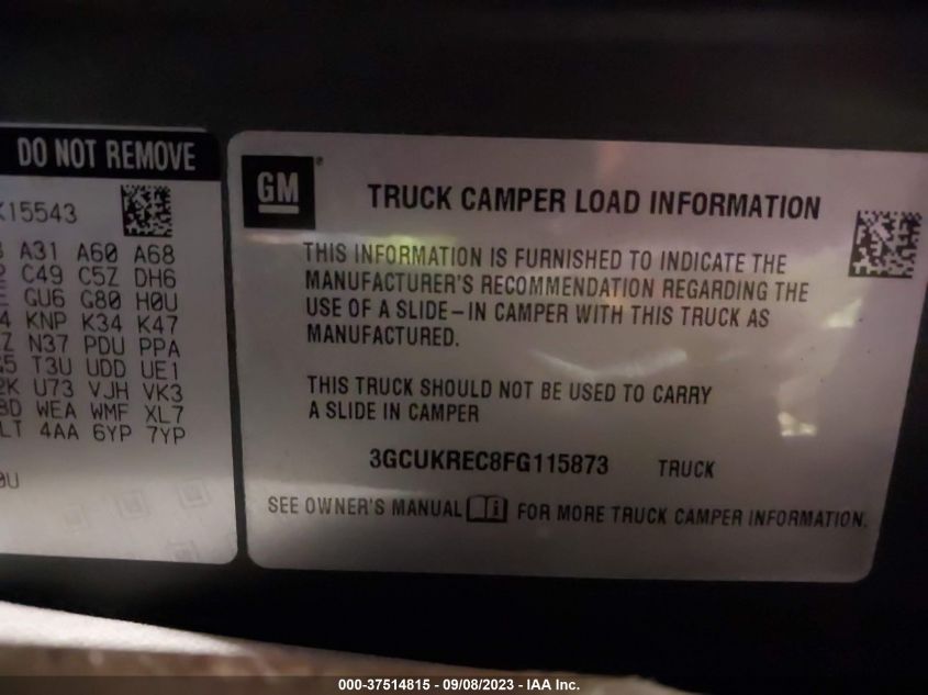 2015 CHEVROLET SILVERADO 1500 LT - 3GCUKREC8FG115873