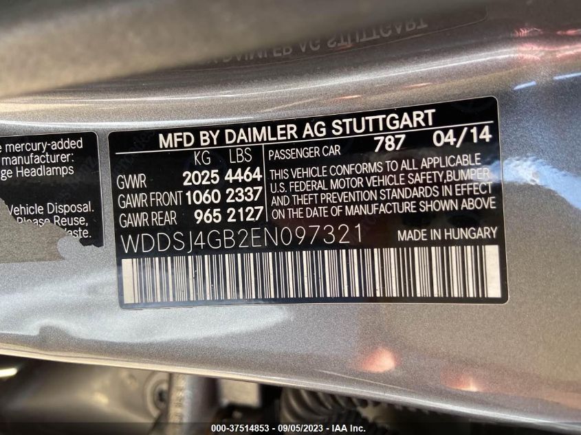 2014 MERCEDES-BENZ CLA-CLASS CLA 250 - WDDSJ4GB2EN097321