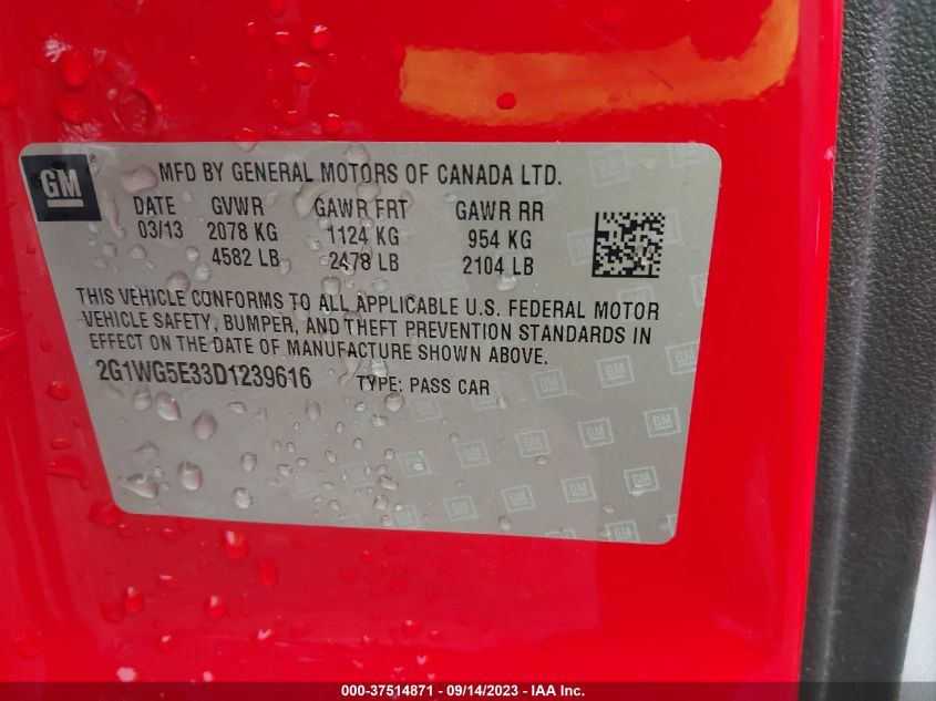 2013 CHEVROLET IMPALA LT - 2G1WG5E33D1239616