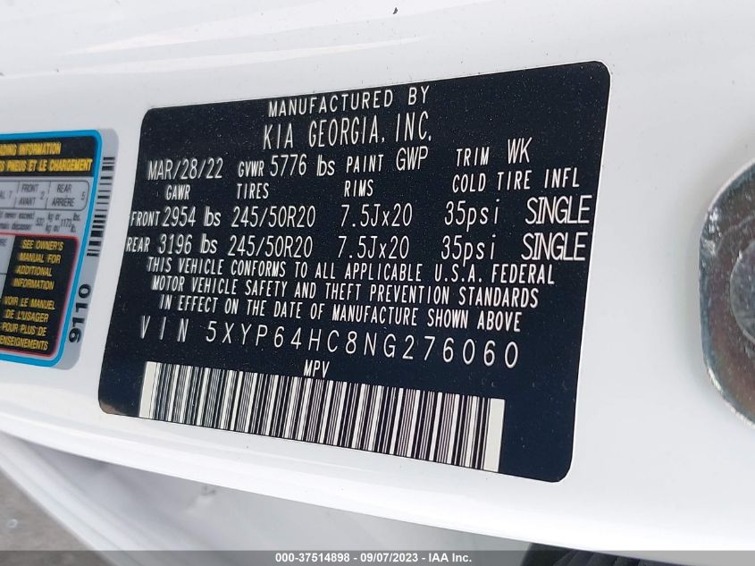 2022 KIA TELLURIDE S - 5XYP64HC8NG276060