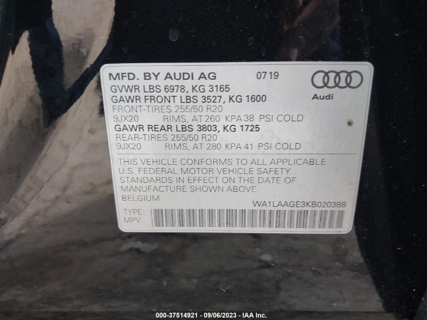 WA1LAAGE3KB020388 Audi E-Tron PREMIUM PLUS 9