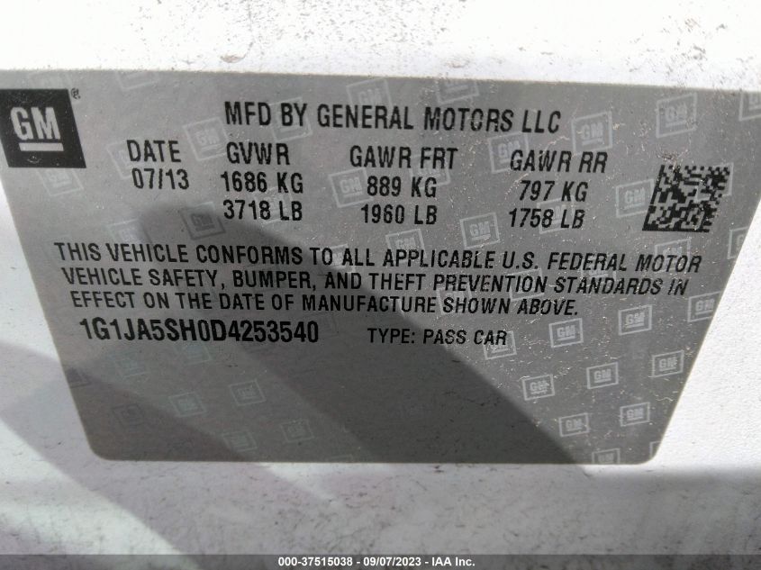 2013 CHEVROLET SONIC LS - 1G1JA5SH0D4253540