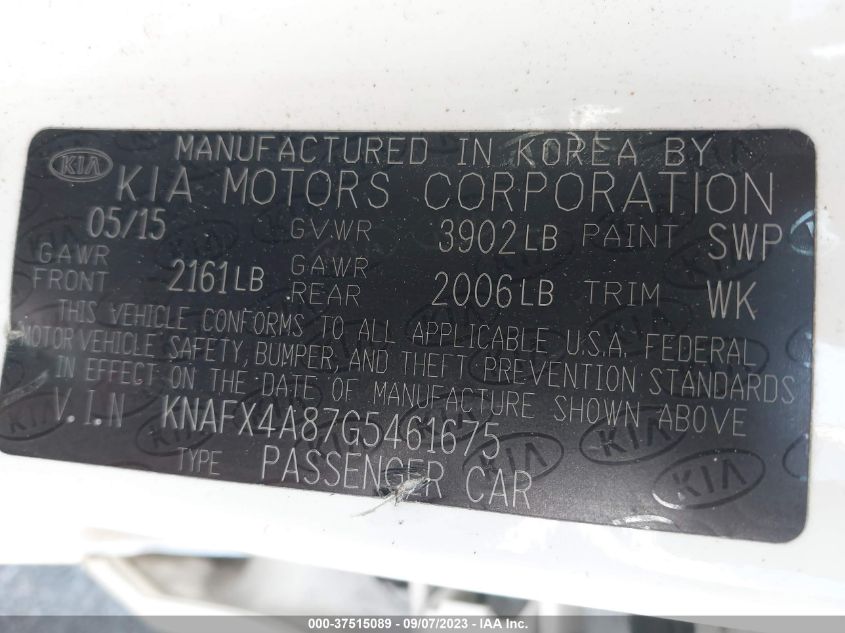 2016 KIA FORTE EX - KNAFX4A87G5461675