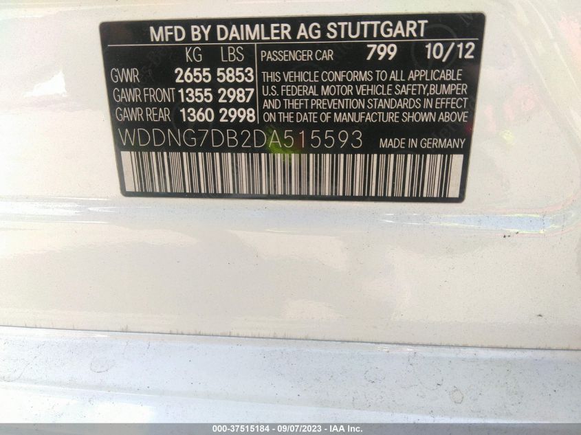 2013 MERCEDES-BENZ S-CLASS S 550 - WDDNG7DB2DA515593