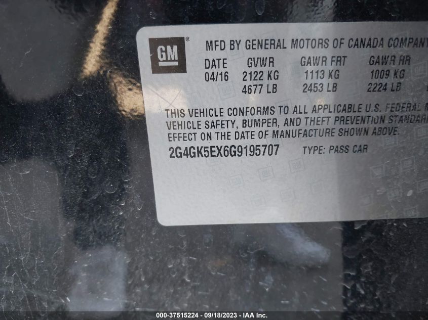 2016 BUICK REGAL - 2G4GK5EX6G9195707