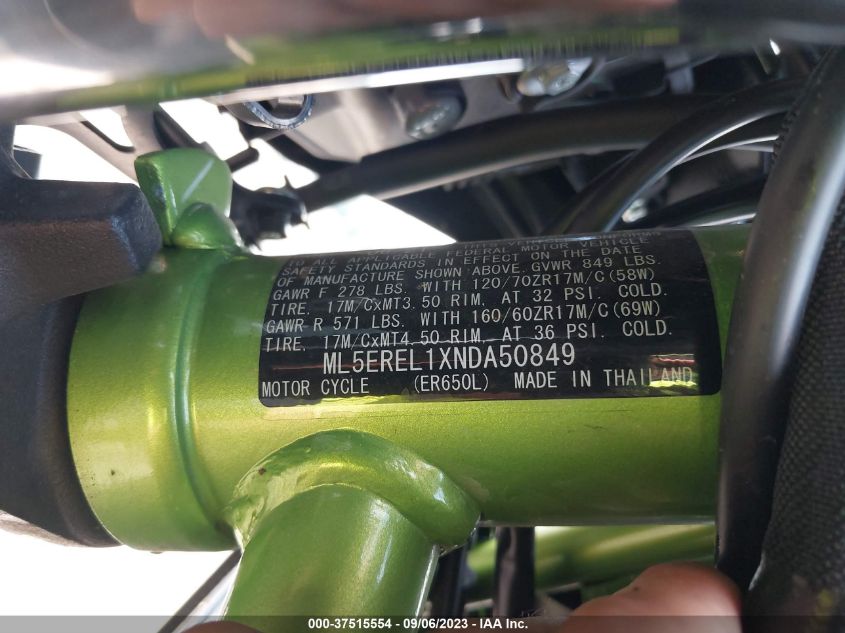 2022 KAWASAKI ER650 L ML5EREL1XNDA50849