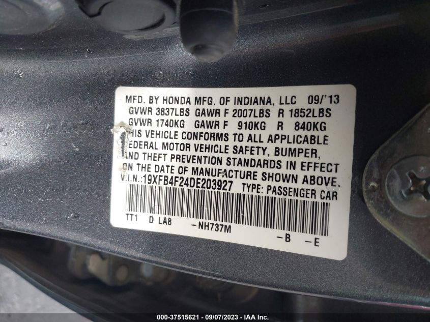 2013 HONDA CIVIC HYBRID - 19XFB4F24DE203927