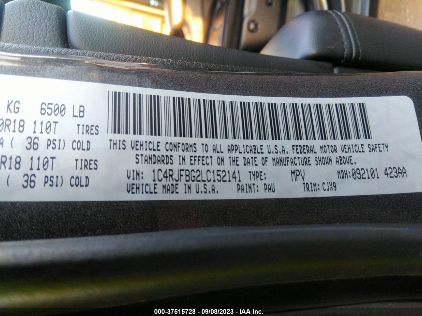 2020 JEEP GRAND CHEROKEE LIMITED - 1C4RJFBG2LC152141