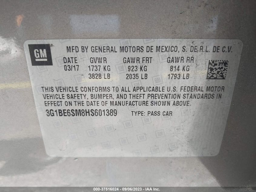 2017 CHEVROLET CRUZE LT - 3G1BE6SM8HS601389